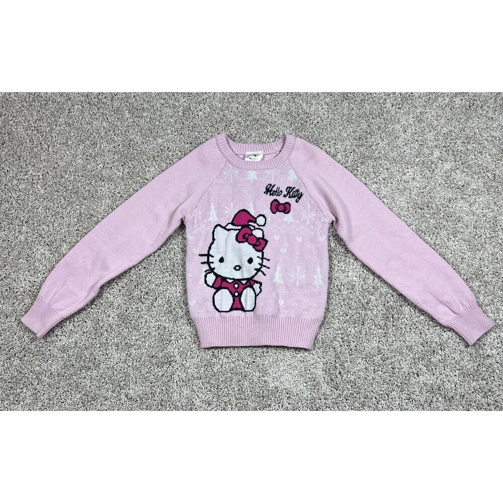 NWT Hello Kitty Christmas Sweater Girls XXS 4/5 Pink Holiday Knit Sanrio